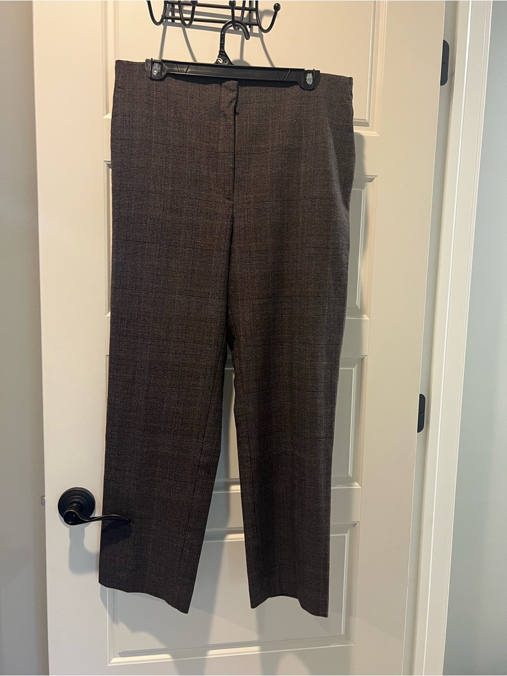 LOFT Brown Plaid Straight-Leg Dress Pants